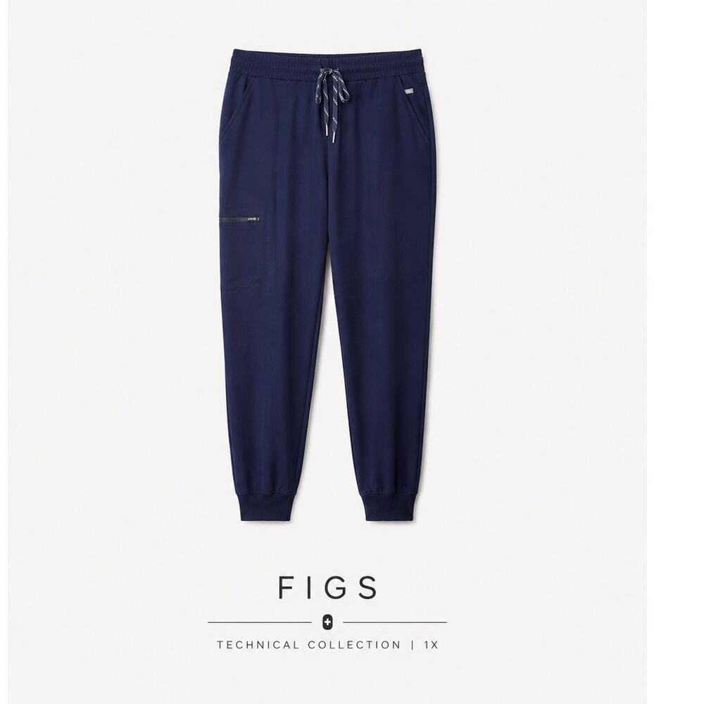 FIGS XL Technical Collection Jogger Scrub Pants Drawstring Navy Athletic Fit